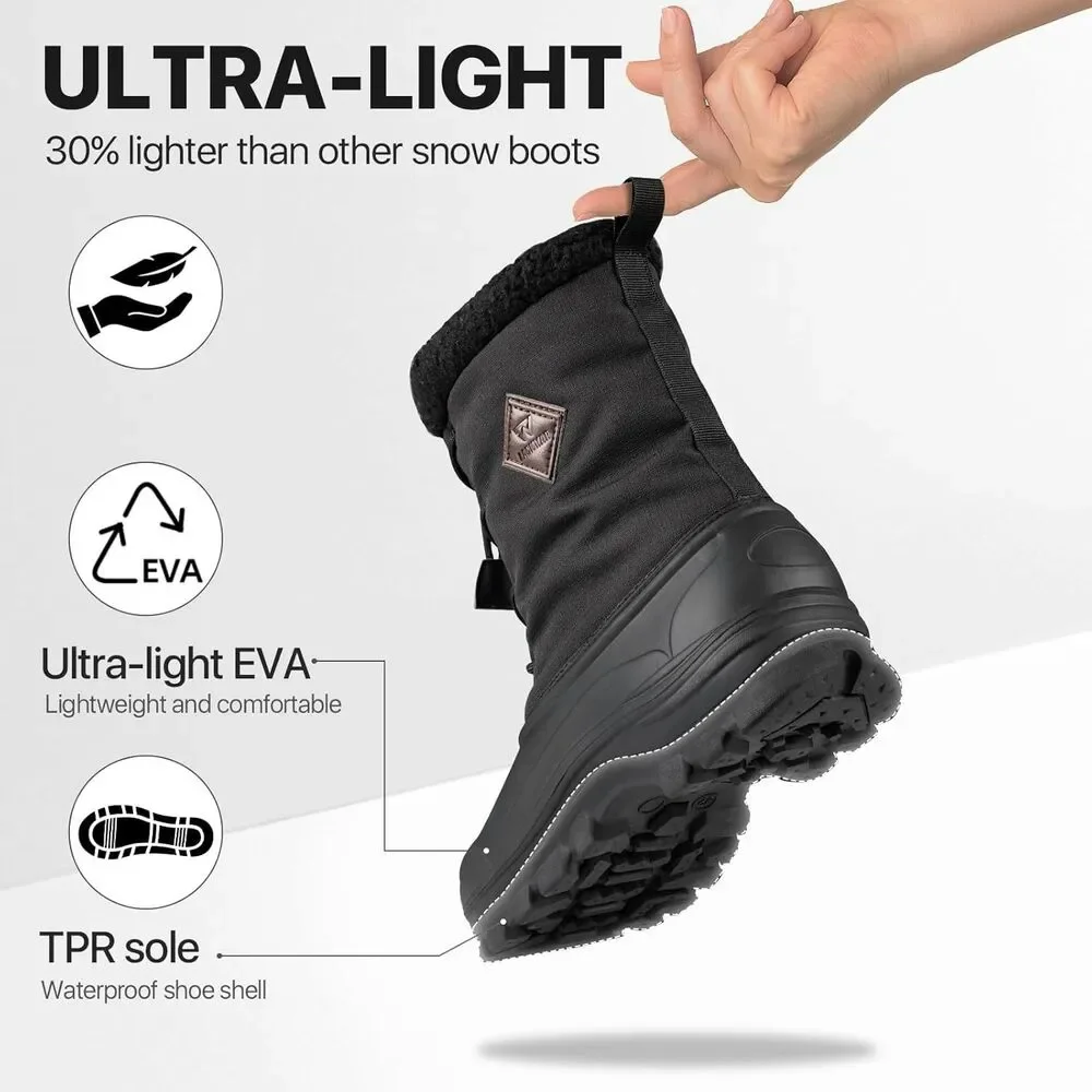 LACKWAR Men's Snow Boots Size 13 Black Winter Waterproof Insulated Hiking Boot